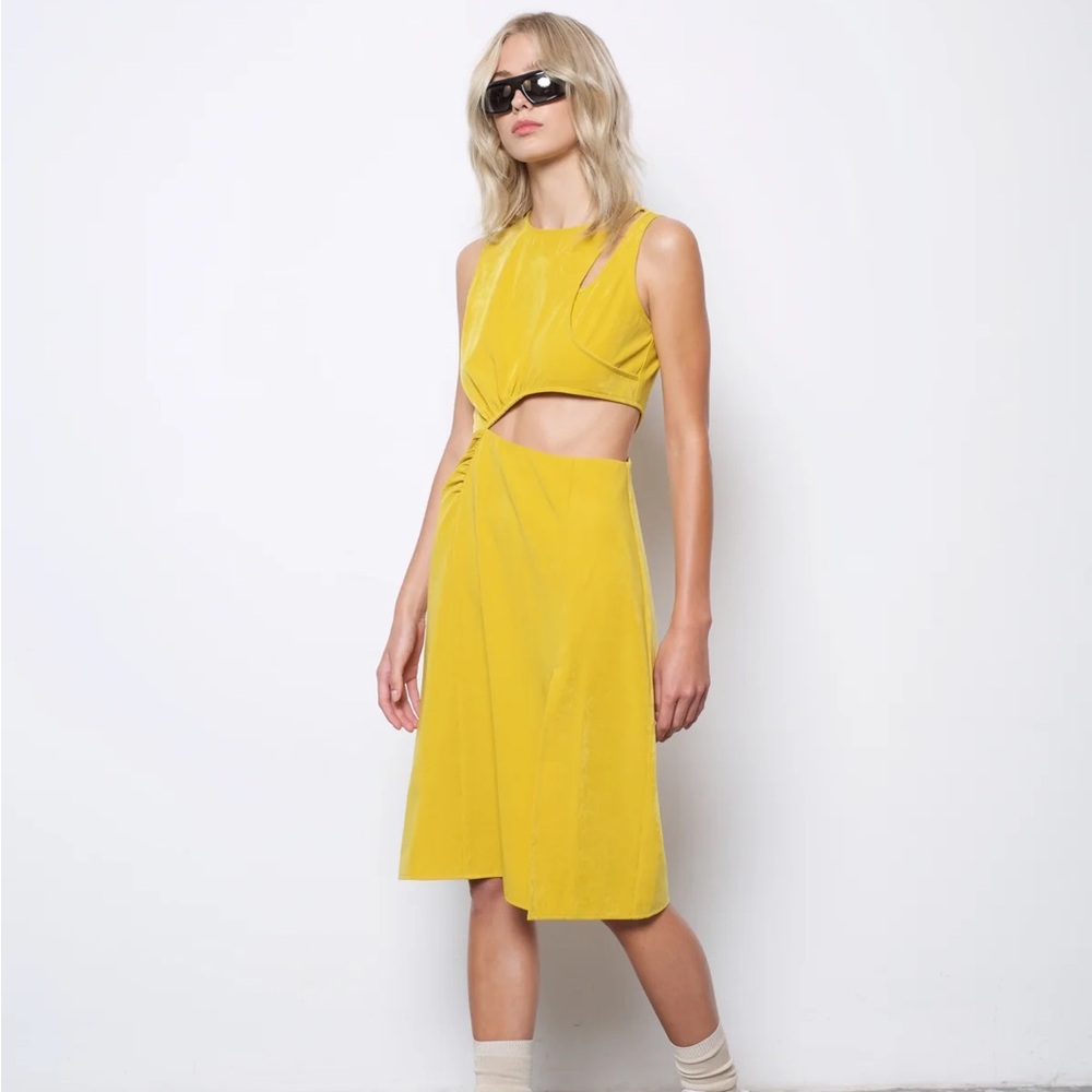 PELICANO YELLOW CUT-OUT DRESS